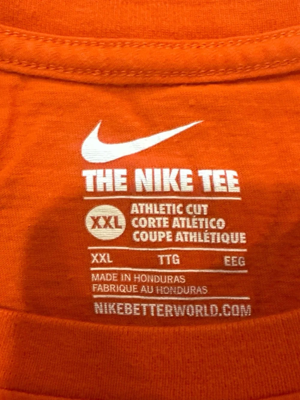 Nike Orange Short Sleeve Crew Tee with White Swoosh